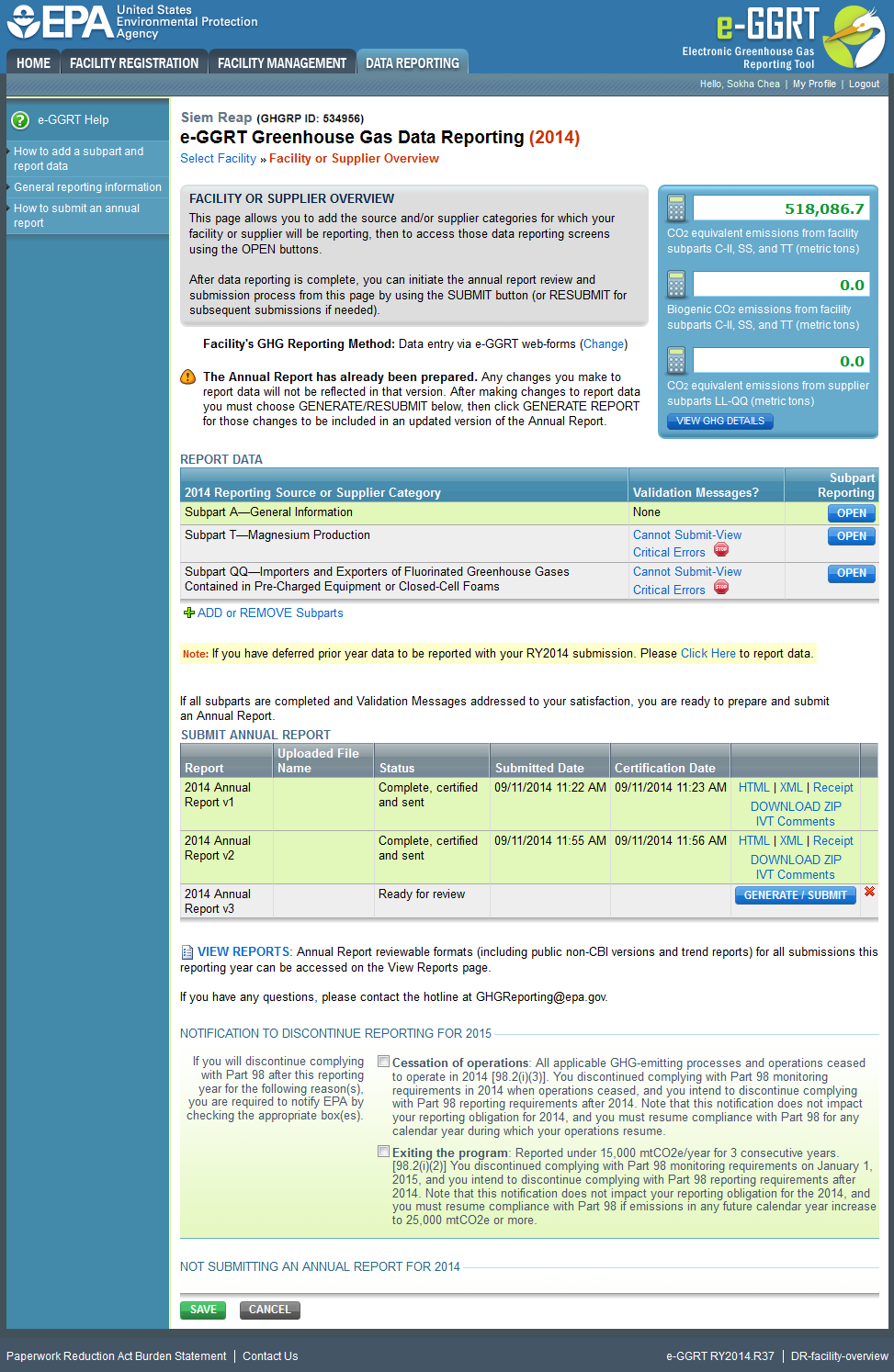 Subpart T: Adding or Updating Production Process Information about this Facility